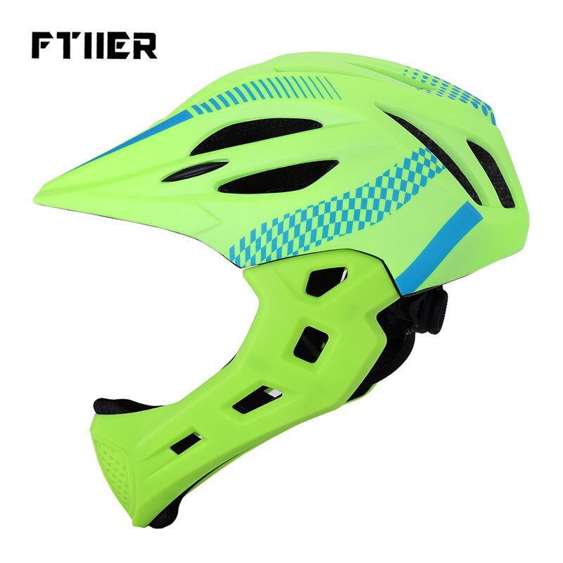 Casque de cyclisme pour enfants, intégral du visage, amovible, pour vtt, descente, équipement de sécurité: green