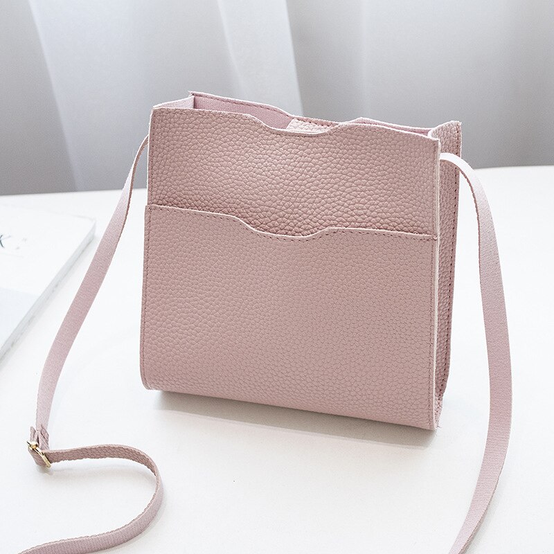 Kvinder solid lille pakke skulder besked crossbody taske fritid hipster ensfarvet mobiltelefon taske pu taske håndtaske: Lyserød