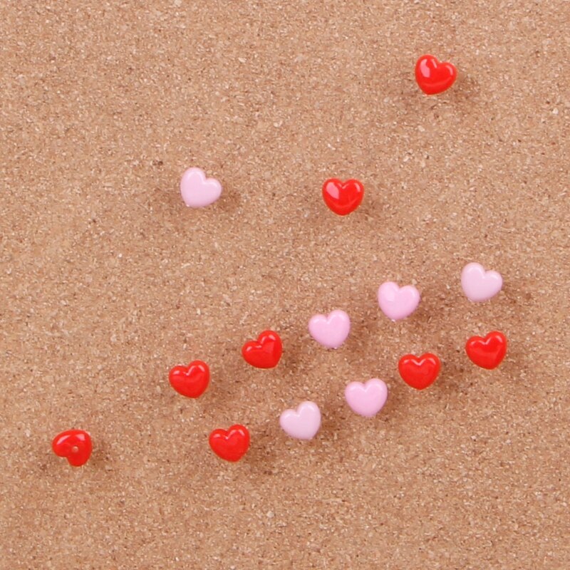 Chinchetas de plástico con forma de corazón de , 50 piezas con forma de corazón, chinchetas de colores, material escolar de 0,39x0,47 pulgadas