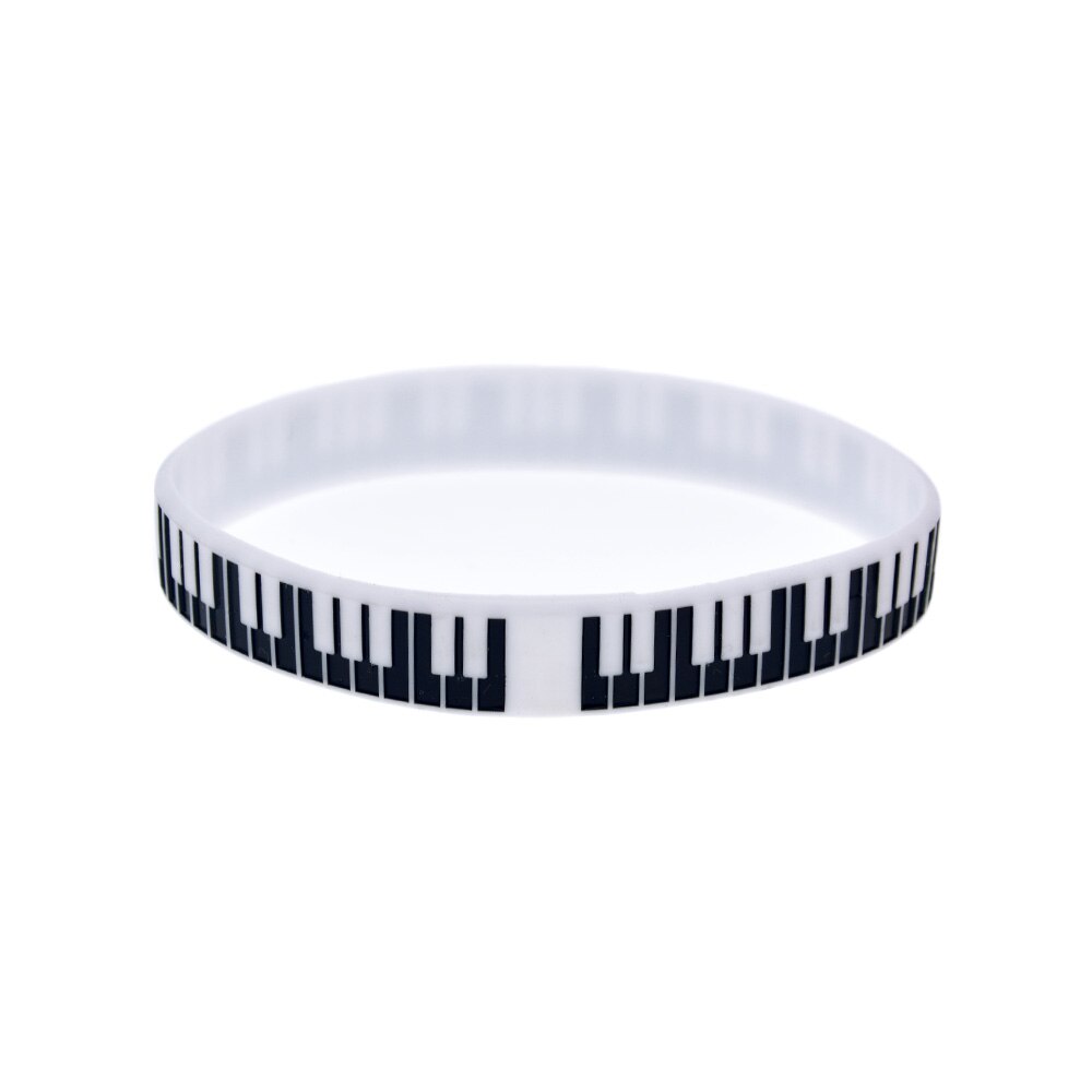 Obh 1 Pc Zwart En Wit Inscriptie Piano Toetsen Siliconen Rubber Armband