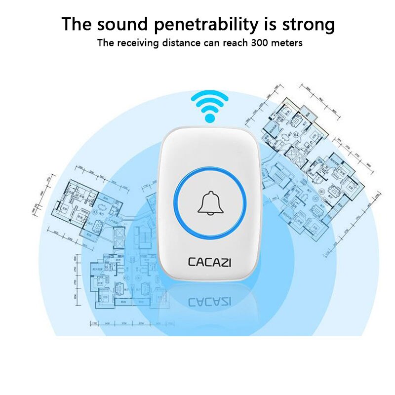 Wireless Door Bell Remote Button Plug in Receiver Doorbell Extra Long Range