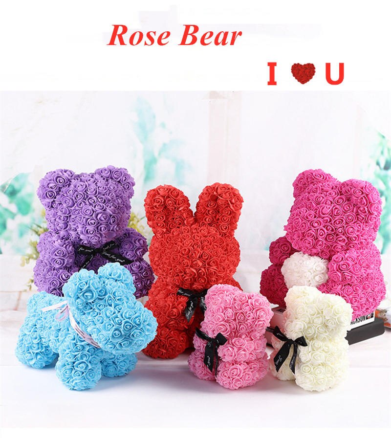 40cm with Heart Big Red Teddi Bear Rose Flower Puzzle Toys Artificial Decoration Christmas for Valentines