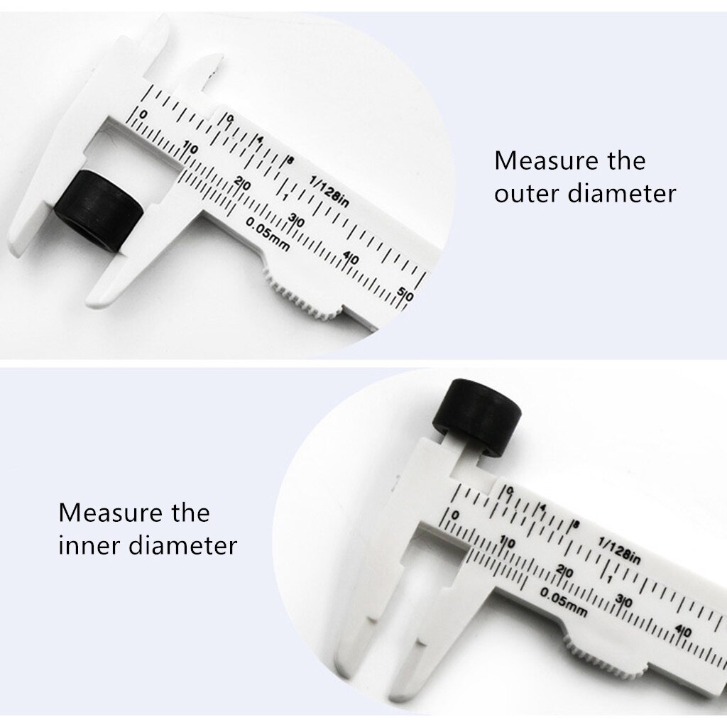 Plastic Caliper Inch/Metric 3 Inch 80mm Mini Caliper Double Scale Ruler Measuring Tool Compatibel w/ Office Student