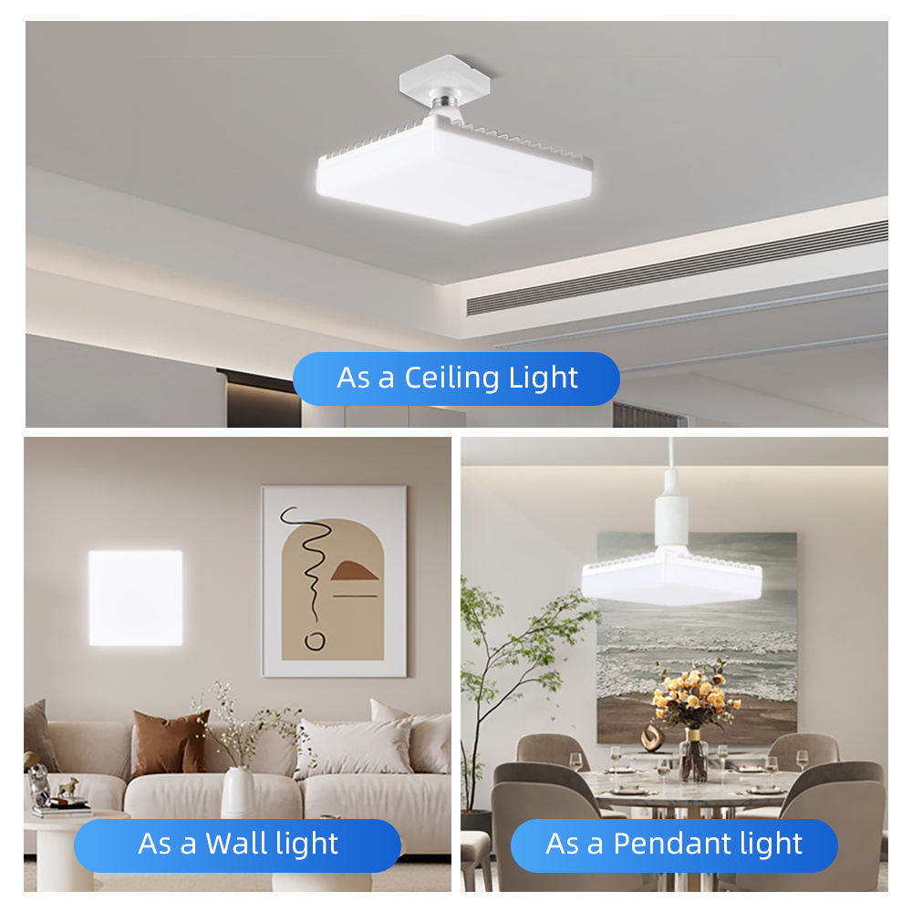 Bombillas Led cuadradas E27, iluminación de techo interior para sala de estar, pasillo, 30/40/50/65W, luces de garaje superbrillantes, bombilla Led