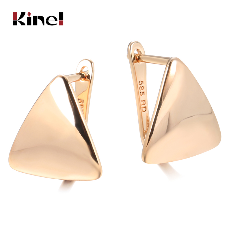 Kinel Glossy Dangle Earrings 585 Rose Gold Simple Square Earrings For Women Daily Fine Jewelry