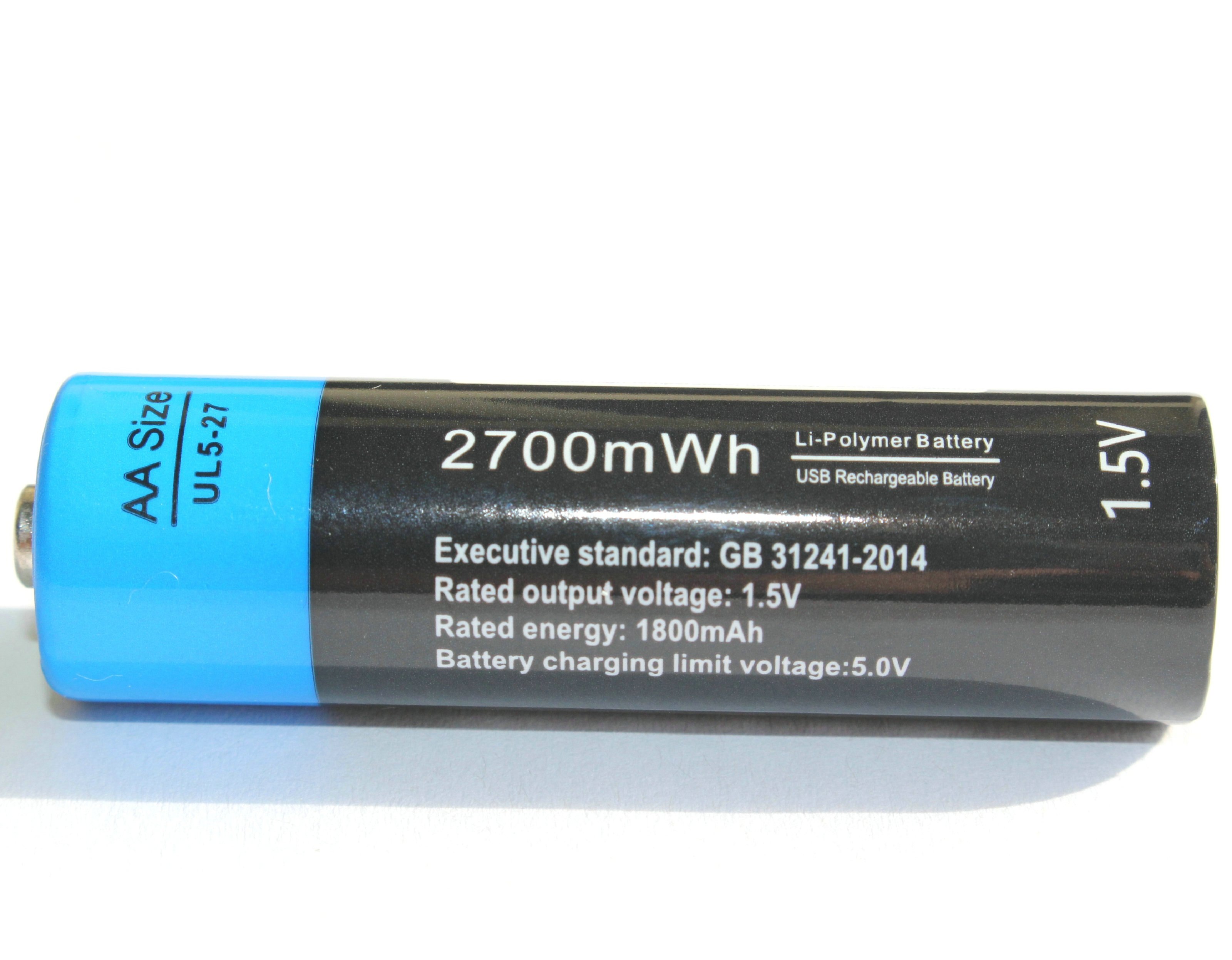 Etinesan 1.5V 2700mWh Aa Li-Polymeer Usb Oplaadbare Lithium Li-Ion Batterijen Fast Charge Voor Microfoon, Camera, spel, Speelgoed Ect.