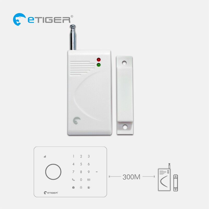 Etiger 300M long distance Wireless Door/Window Contact Alarm Home Burglar Alarm Door Windows Alarm Tamper Switch ES-D4A