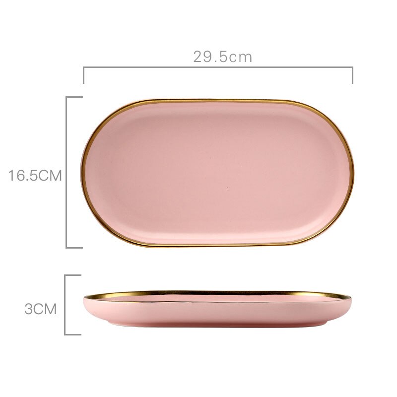 Pink keramisk porcelæn indlæg nordisk boligindretning porcelæn aftensmad tallerken suppeskål kop køkkenrestaurant redskaber guld: Beige