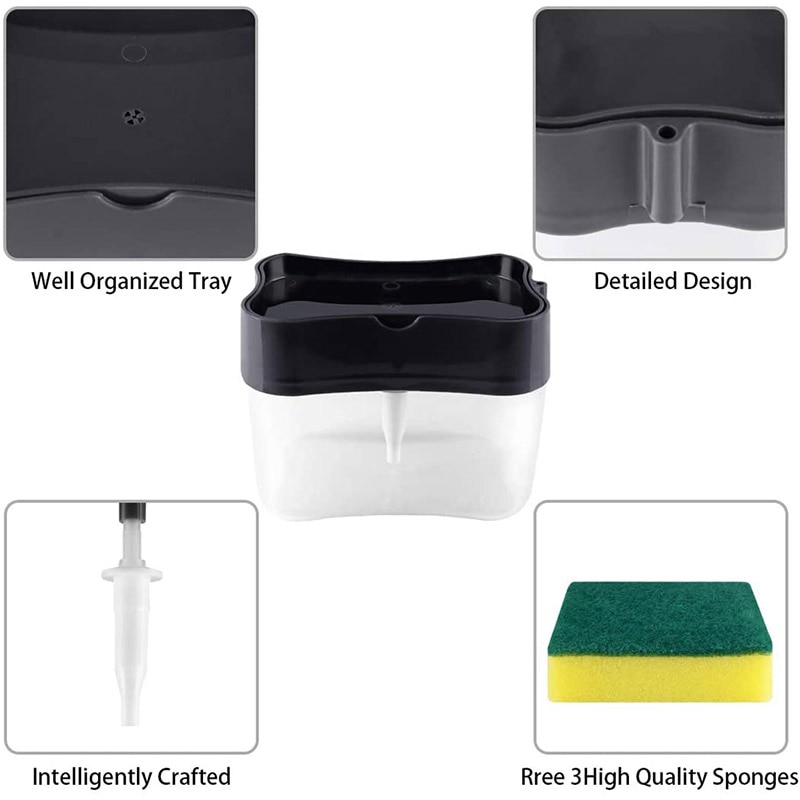 Keuken Wasmiddel Automatische Vloeibare Toevoeging Doos Druk Uit Schuursponsje Injector Afwassen Pot Borstel Zeep Loog Box Cleaner Gereedschap