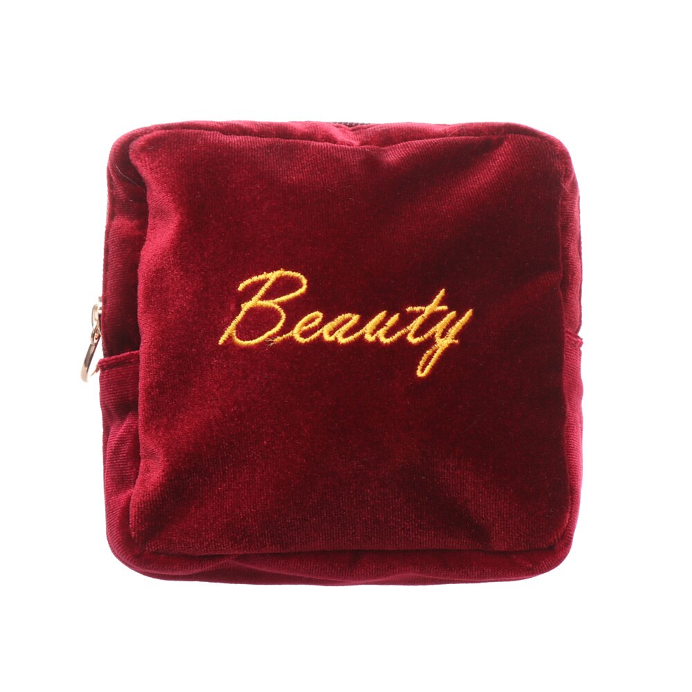 Tampon Storage Bag Sanitary Pad Pouch Women Napkin Cosmetic Bags Organizer Ladies Makeup Bag Girls Tampon Holder Organizer: B-wine red