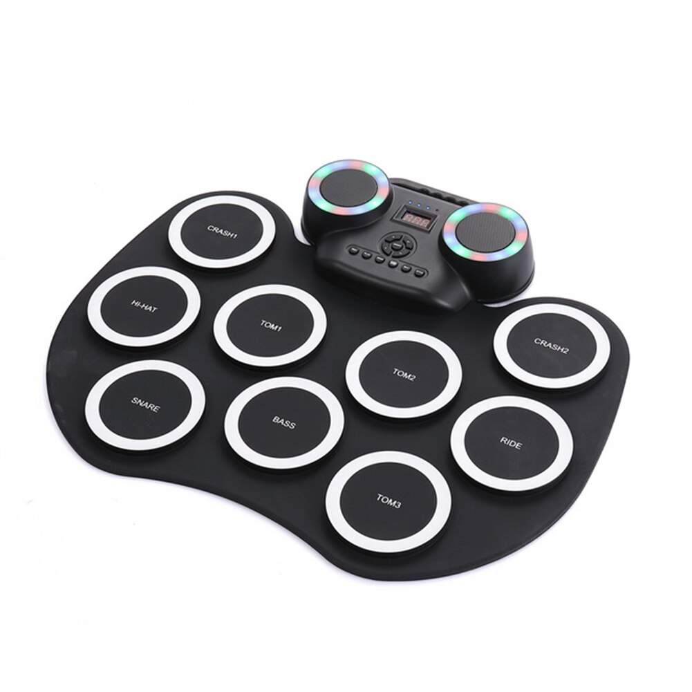 Roll-Up Drum Set Electronic Drum Kit Roll-Up Electronic Drum 9 Drum Pads Battery Powered with Drumsticks Foot Pedals: A1