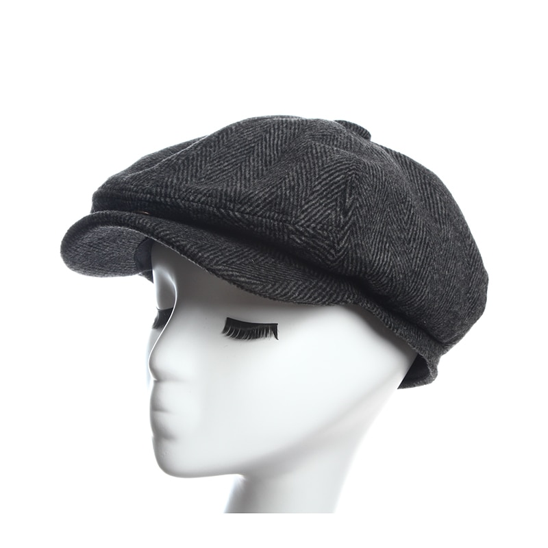 Tidningspojke kepsar fiskbens tweed varm vinter åttkantig hatt manlig kvinna gatsby retro platt keps hattar för kvinnor