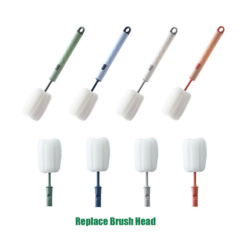 Spugna rimovibile biberon spazzola per tazza manico lungo bottiglia di vetro lavaggio spazzole per pulizia detergente goupilon Escova De Garrafa