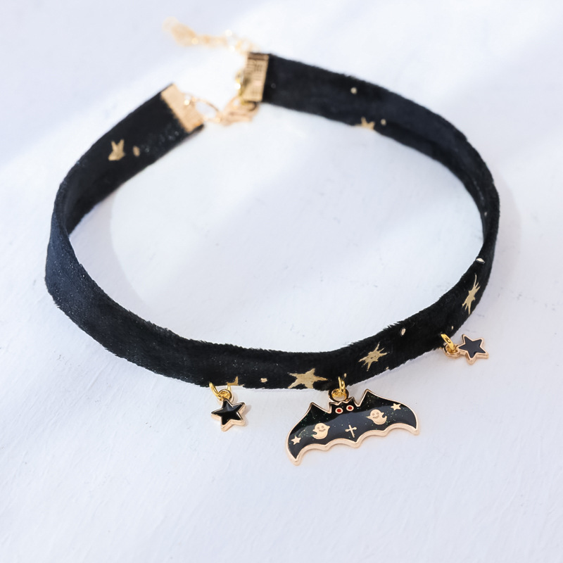 Collier ajustable en velours pour chat, tailles S M L, bronze, étoile, arête de poisson, flocon de neige, élan, chauve-souris, Chic, accessoires pour animaux de compagnie, à la , pour chiot, chaton: Bat / S