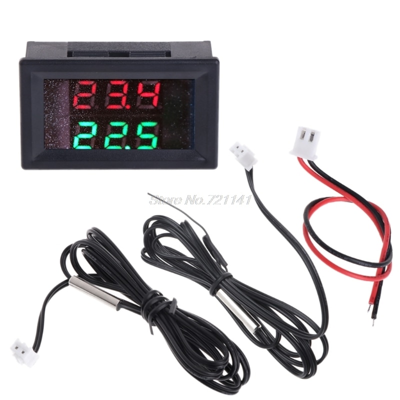 Dual Digital LED Display Thermometer Temperature Meter Tester NTC Waterproof Metal Probe Sensor -20~100 Celsius