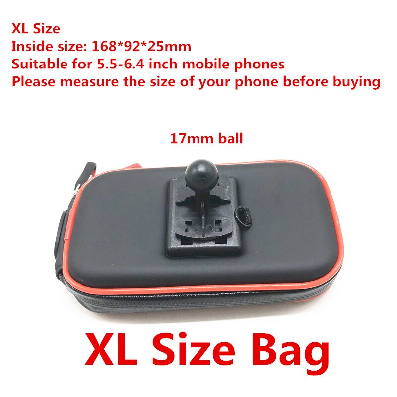 Wasserdichte reißverschlusstasche mit 17mm kugelgelenken für smartphones: Xl-größen-set