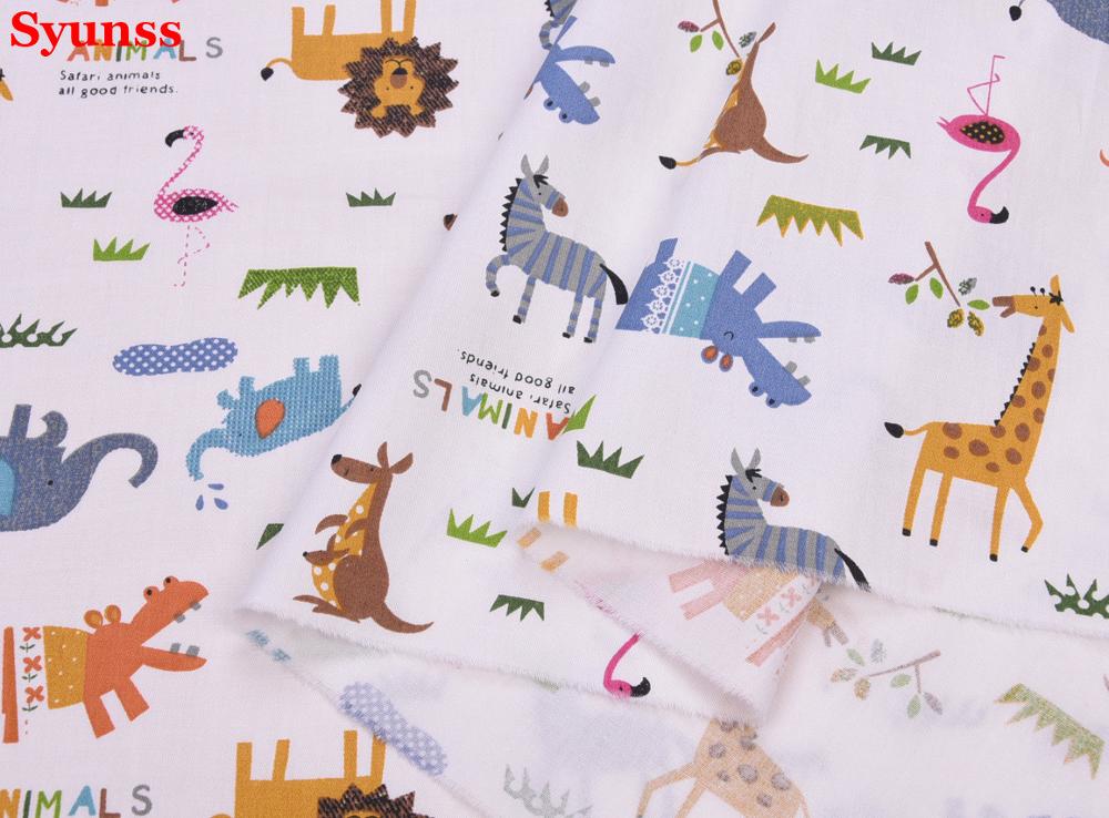 Tegnefilm dyr gør-det-selv håndlavet syning patchwork quiltning baby lagen tissus tecido boligindretning trykt twill bomuldsstof