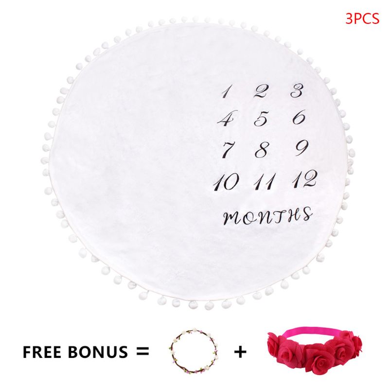 3 Pcs/set Baby Boys and Girls Photography Blanket Children Round Wave Point Photo Blankets Hair Accessories Headdress Garland: Default Title