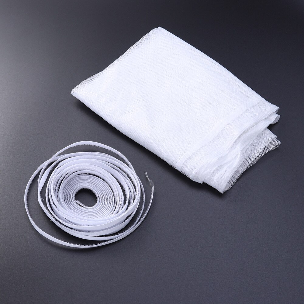 Auto-adhésif bricolage fenêtre écran 130x150cm filet maille rideau Anti insectes insectes mouche moustique gril gaze couverture avec bande (blanc)