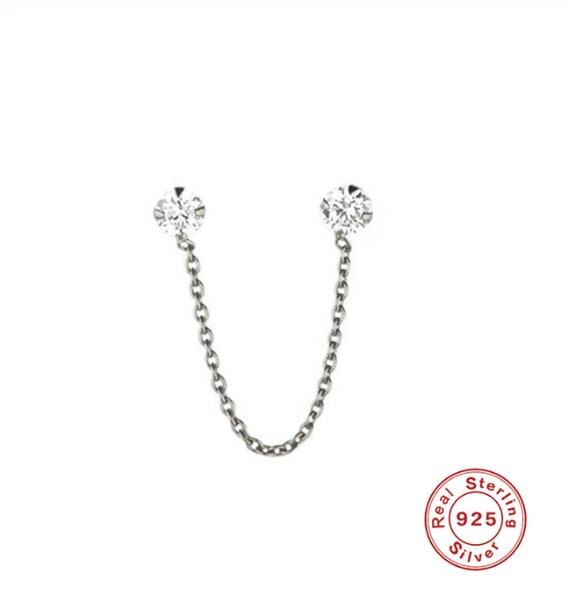 Minimalistischen 925 Sterling Silber Drei Ball Stud Ohrringe Zarte Tiny Dot Ohrringe Knorpel Helix Piercing Kette Ohrringe A30: 8