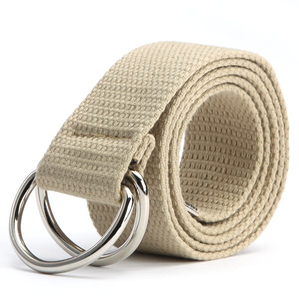 Trendy Mode Riem 10 Kleur Dames heren Canvas Dubbele Ring Gesp Casual Wilde Geweven Riem: kahki