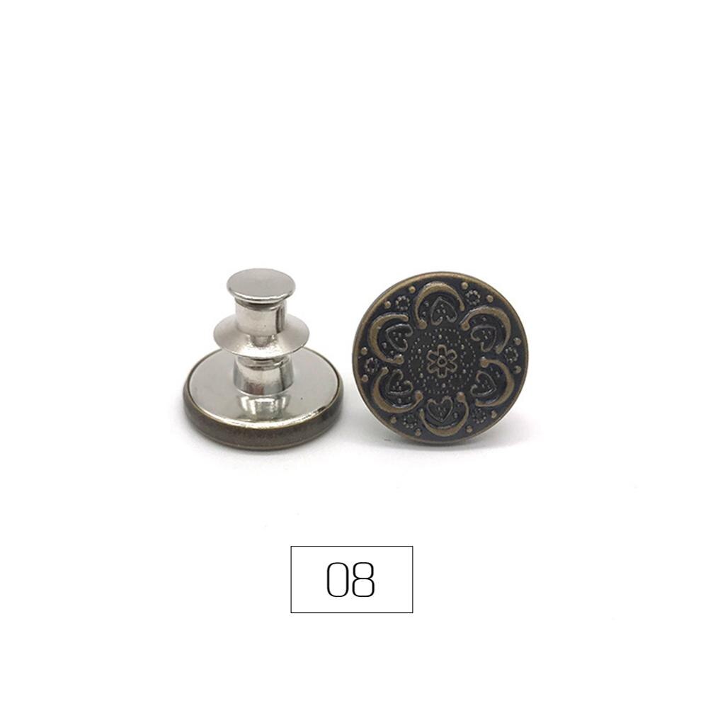 2 Stuks Snap Fastener Metalen Knoppen Voor Kleding Jeans Perfect Pas Button Zelf Verhogen Verminderen Taille 17Mm Gratis Nail naaien Botones: 08