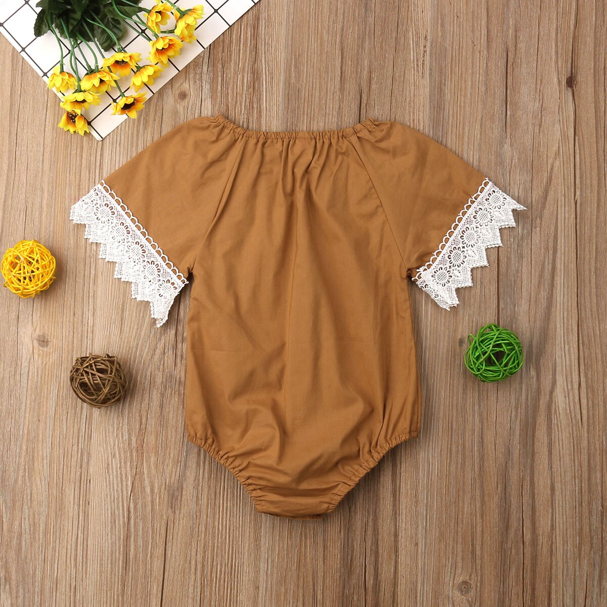 0-24M bebé niña niño body encaje Patchwork de flores manga corta sólido mono verano ropa Casual