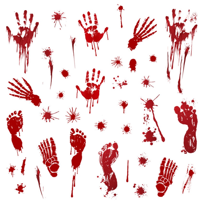 Halloween Muursticker Bloody Handprint Voetafdrukken Floor Vastklampt Horror Decal Halloween Glazen Raam Sticker Vampire Party Decor