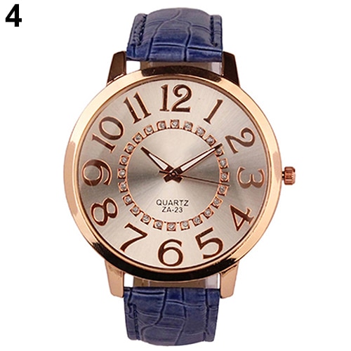 Men's Women's Roman Big Numerals Rhinestone Dial Faux Leather Quartz Analog Wrist Watch