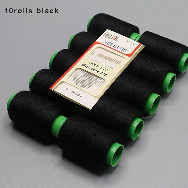 10 Pcs Sewing Thread Polyester Thread Set Strong And Durable Sewing Threads For Hand Machines: Black
