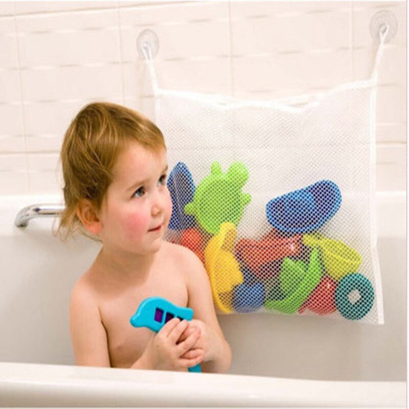 Netsug opbevaring sammenfoldelig hængende netværk baby badelegetøj taske til badeværelse baby badekar legetøj
