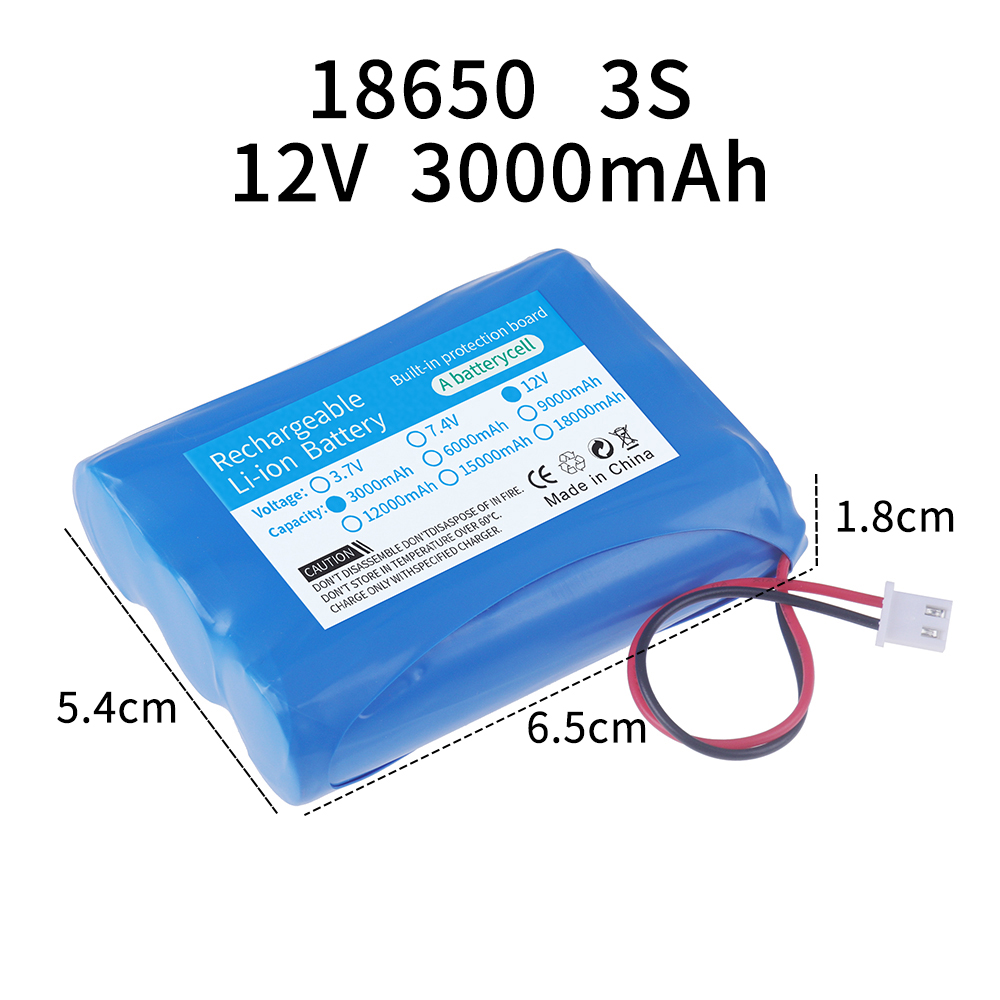 12V 3000mAh 8000/12,6 mAh Lithium-Ionen-Akku 3s 11,1 V V Akku für Monitor-Ups CCTV-Kamera-Akku: Lila