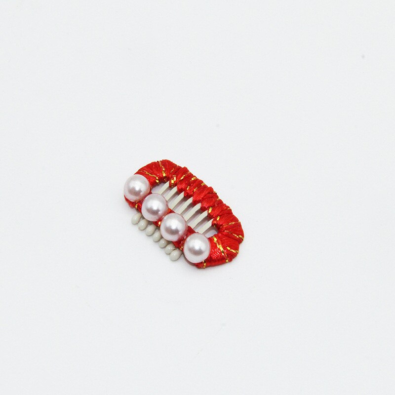 Pinza de acero para perros, Accesorios de belleza para el pelo de Yorkshire, decoración de perlas, BB, 1 pieza: red