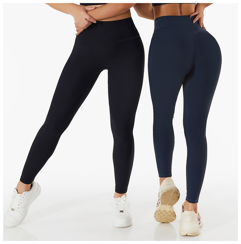 Neue Rippen Nahtlose Yoga Hosen Hohe Taille Fitnessstudio Gamaschen Sport Frauen Fitness Weibliche Leggings Bauch-steuer Laufhose