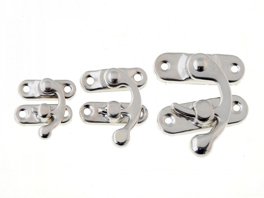 5 sets metalen haaksloten, doossloten, portemonneesloten, zilverkleurige kleur