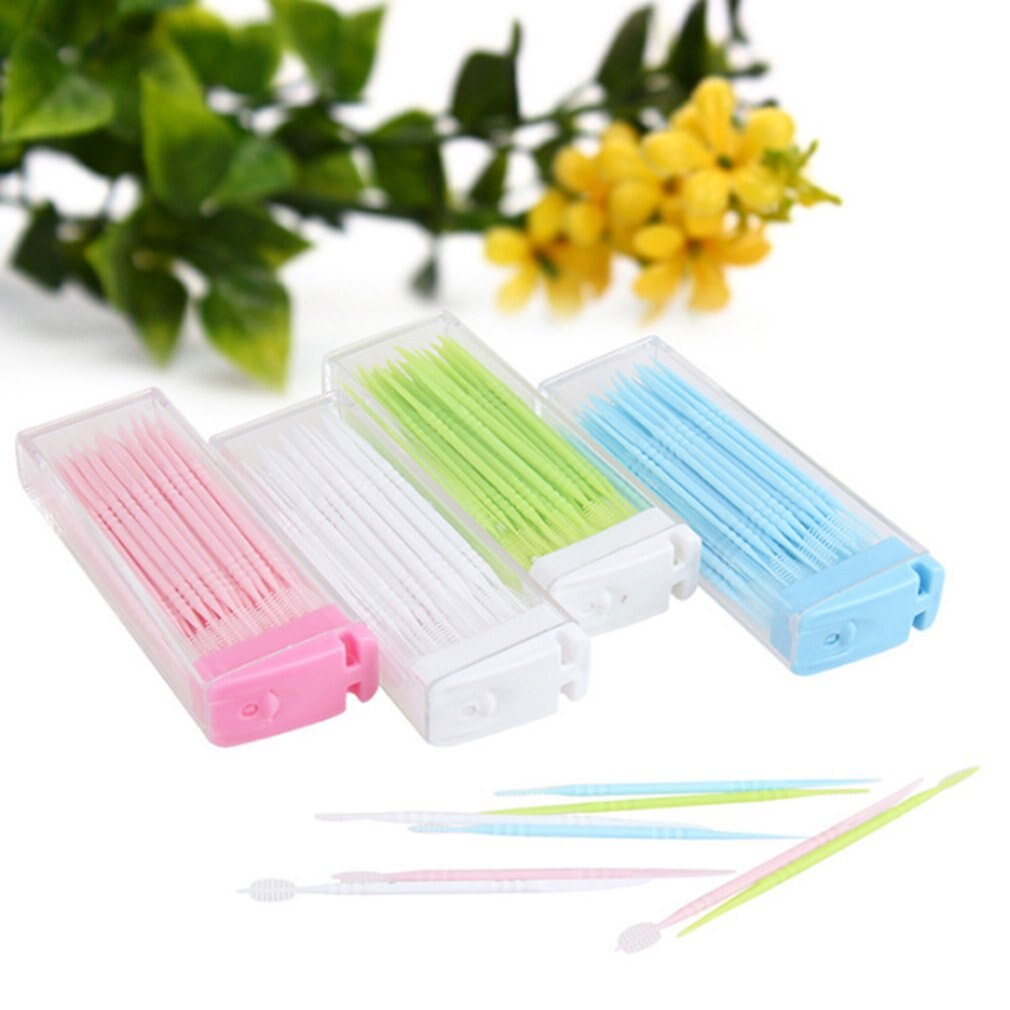 Portable Double Head Brush Tooth Picks Plastic Interdental Toothpick Brush 50 PCS Hotel Dental Picks Oral Care