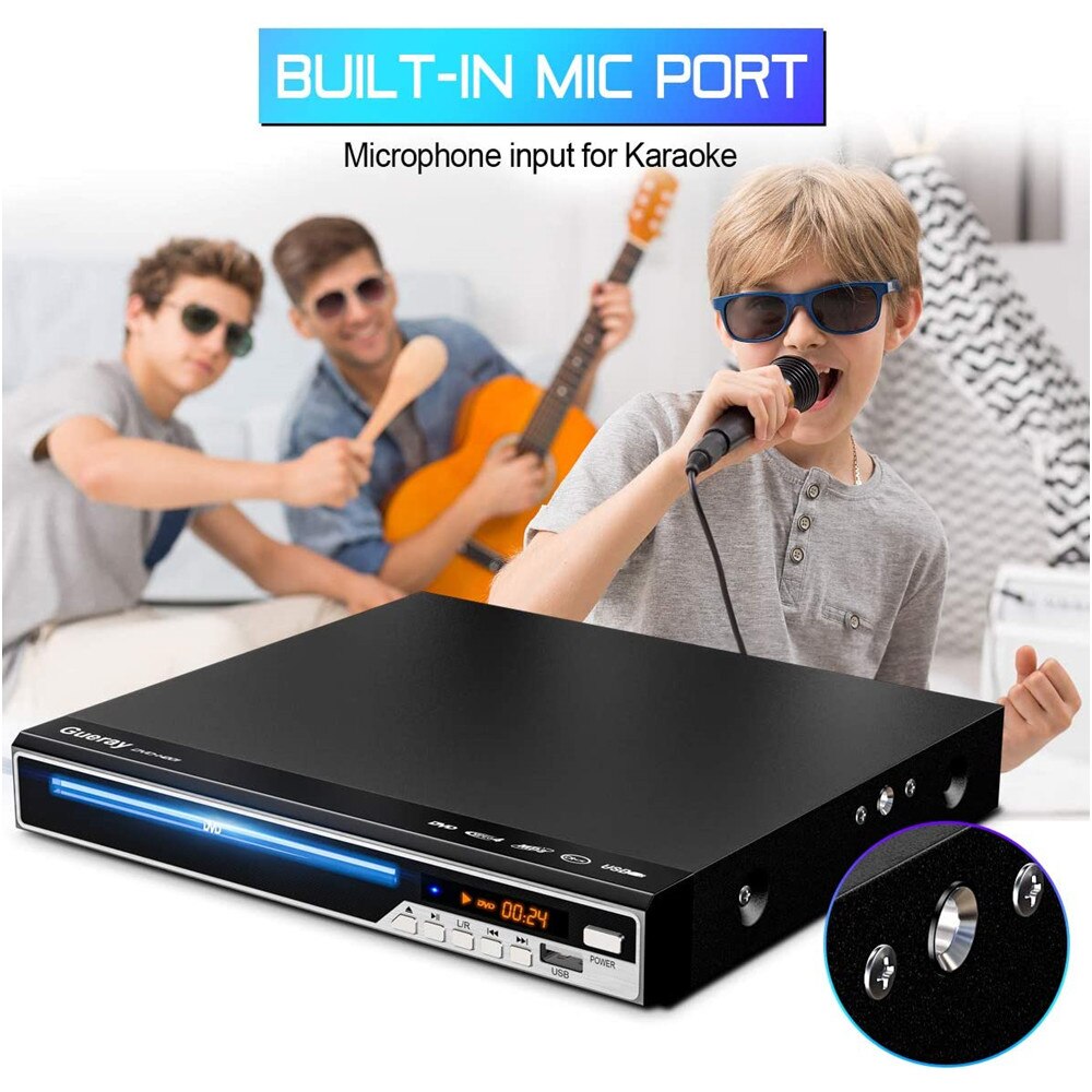 Reproductor de DVD compacto con pantalla LED para el hogar, control remoto de Audio en casa, compatible con función de copia de CD para conexión de TV