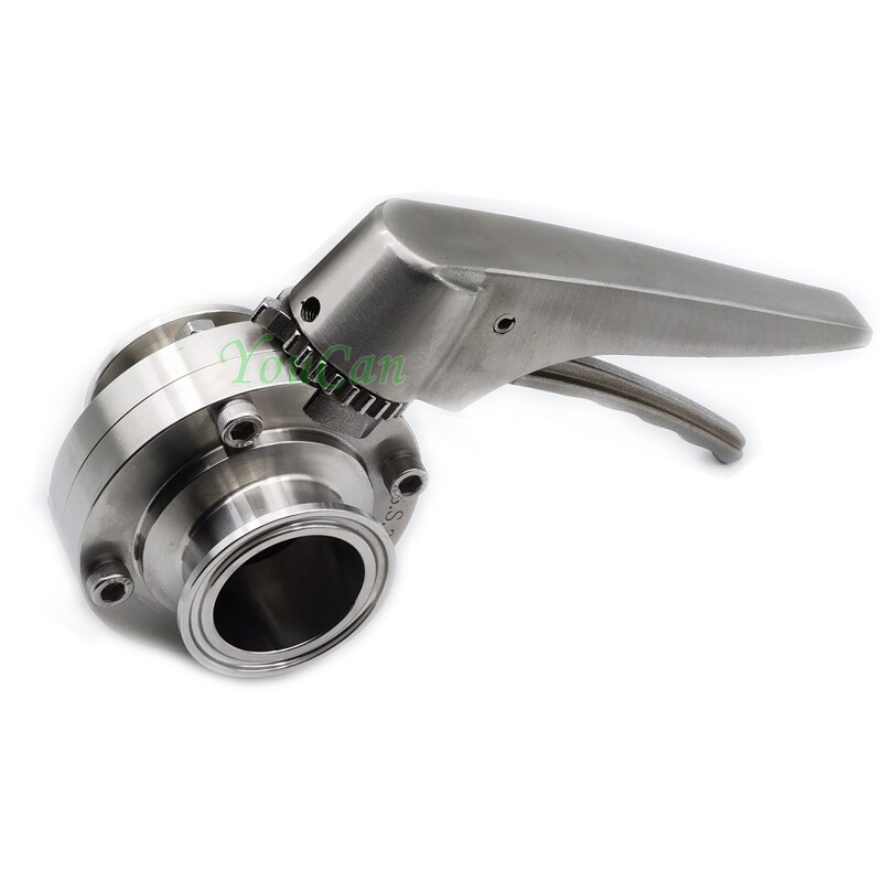 Sanitary SS304 1-1/2 inch OD 38MM Tri Clamp Butterfly Valve With Stainless Steel Trigger Handle 50.5mm Tri Clamp