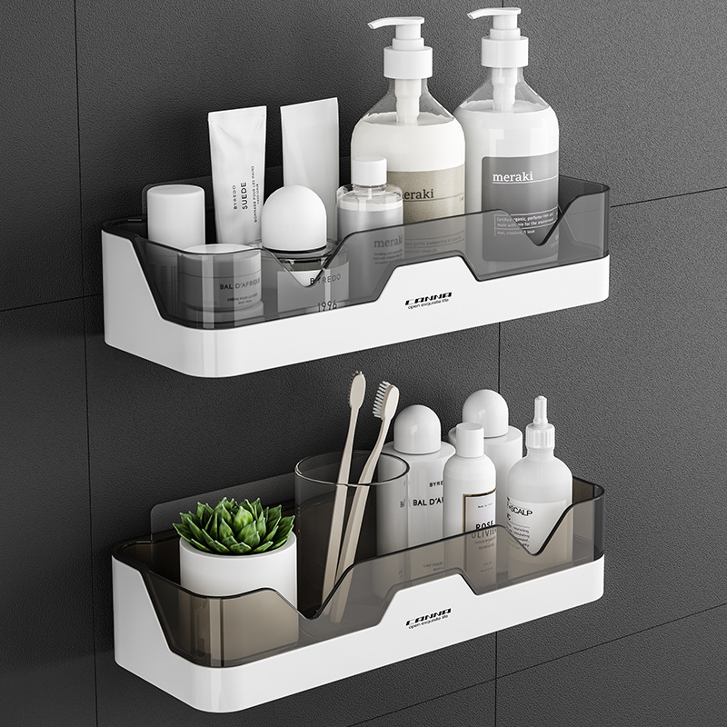 Waterproof Wall-mounted Plastic Storage Shelf Simple Style Shower Organizer Rack Kitchen And Bathroom Storage Holder
