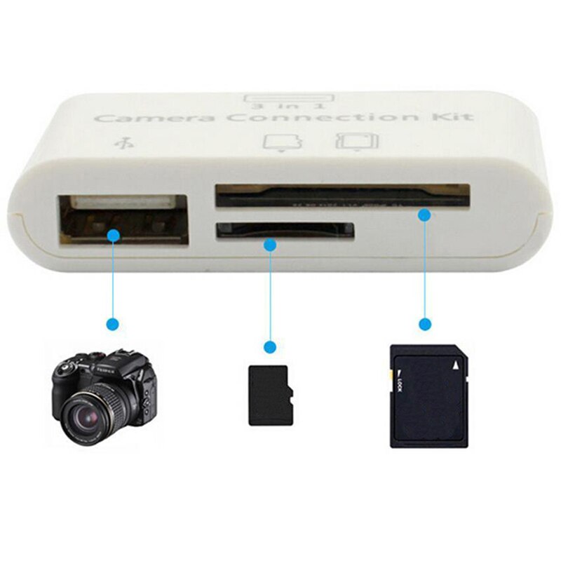 1 pc 3 In 1 Kaartlezer Voor Tablet IPad 4 Mini IOS 11 Micro SD MMC TF Kaartlezer USB OTG Kabel Adapter Camera Connection Kit