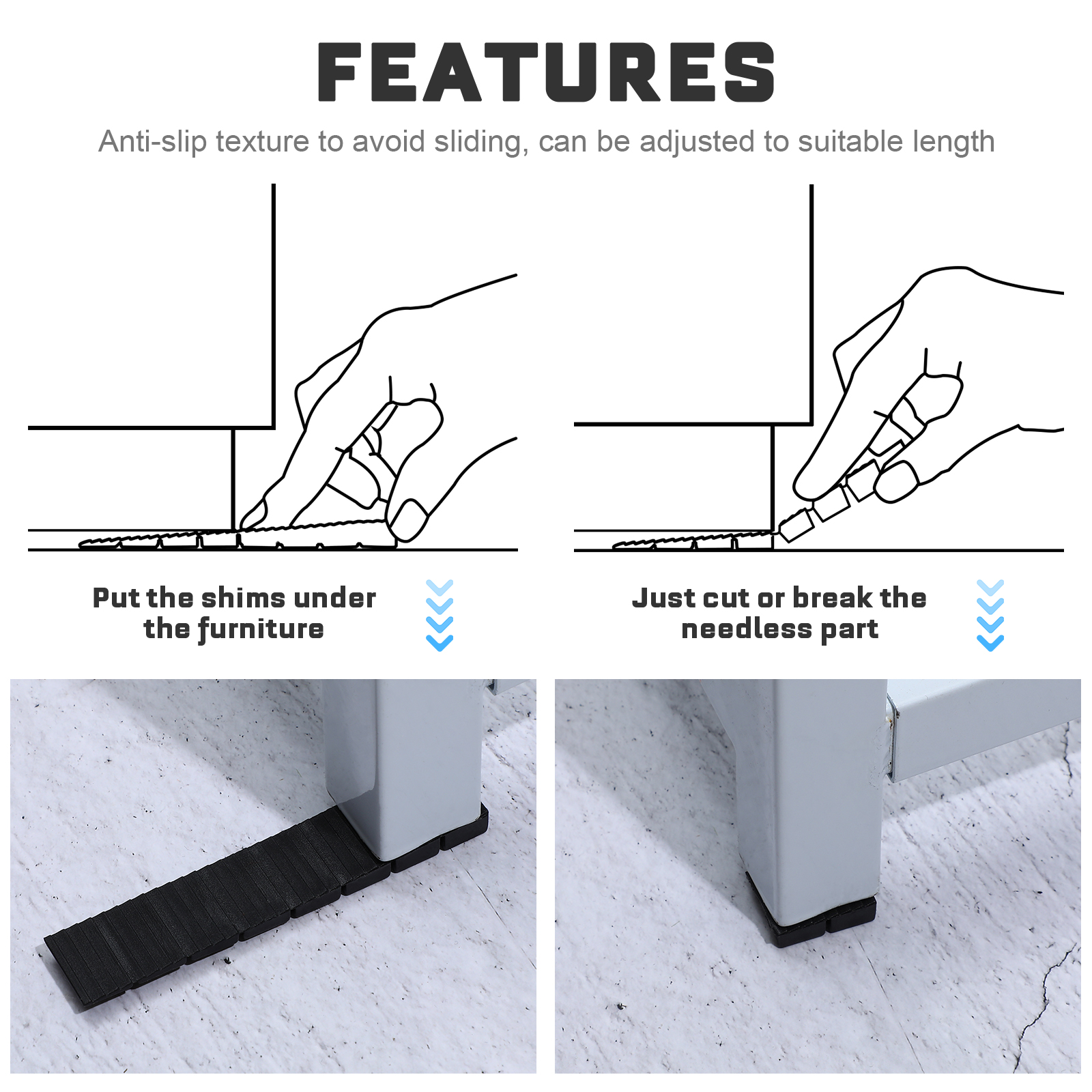 20 Pcs Furniture Balance Spacers Shims and Wedges for Leveling Levelers Levelling Height Adjustment Toilet Plastic