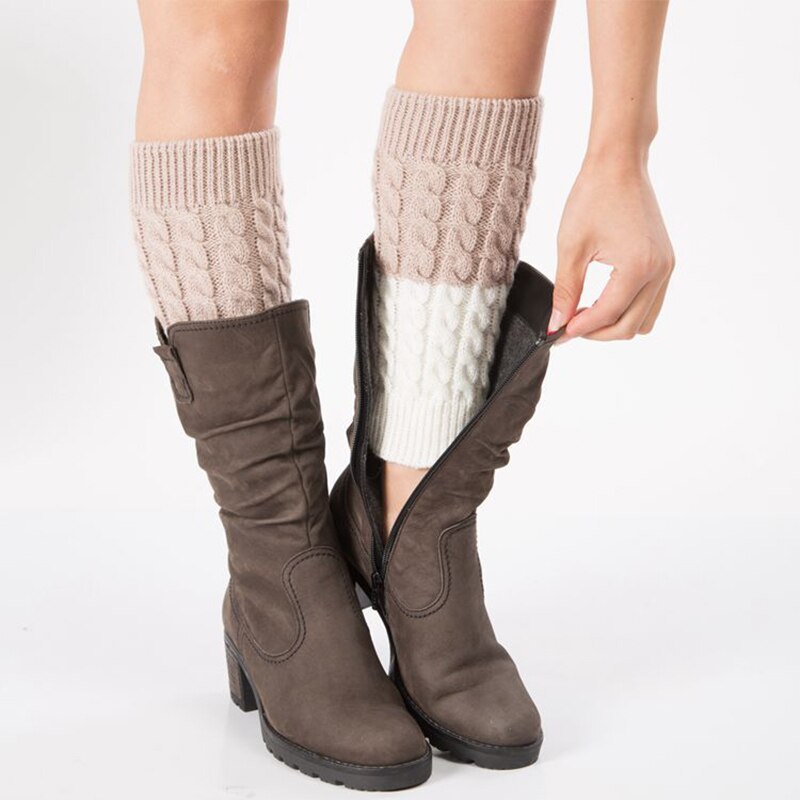 JIAYAN femmes jambières bottes chaussettes en plein air genou haute élastique jambe bande dame tricoté longue chaussette automne hiver accessoires
