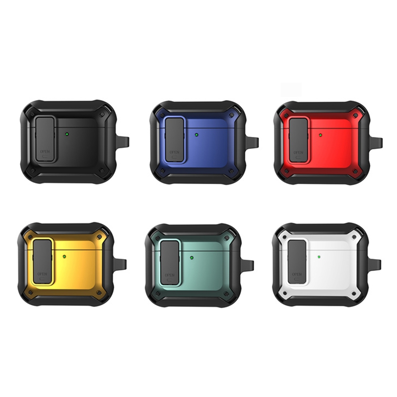 Pantser Schokbestendige Behuizing Voor Apple Airpods 4 3 2 1 Air Pods Pro 2 Oordopjes Accessoires Cover Sleutelhanger Switch Coque Capa Fundas