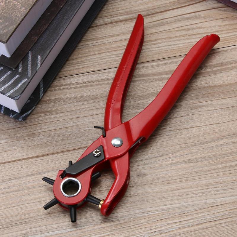 5 Tamaño del agujero Correa doméstica perforadora punzones de cuero herramientas Leathercraft máquina de perforación mano alicates herramienta de manualidades de costura