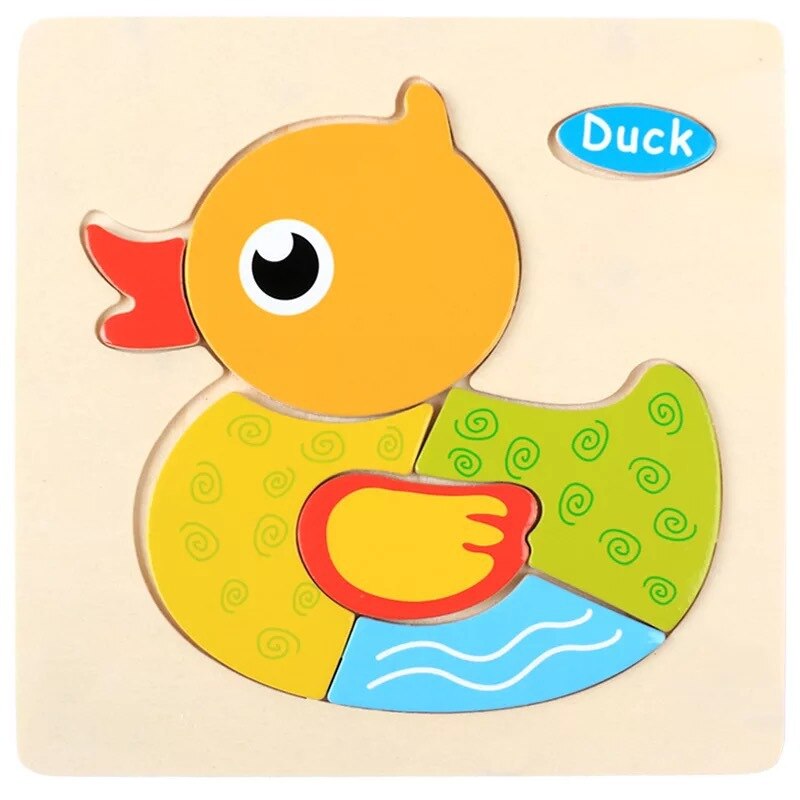 Di Puzzle Trama di Legno Animale Giocattoli Educativi di Apprendimento Precoce per I Bambini Per Bambini di Scuola Materna AN88: duck