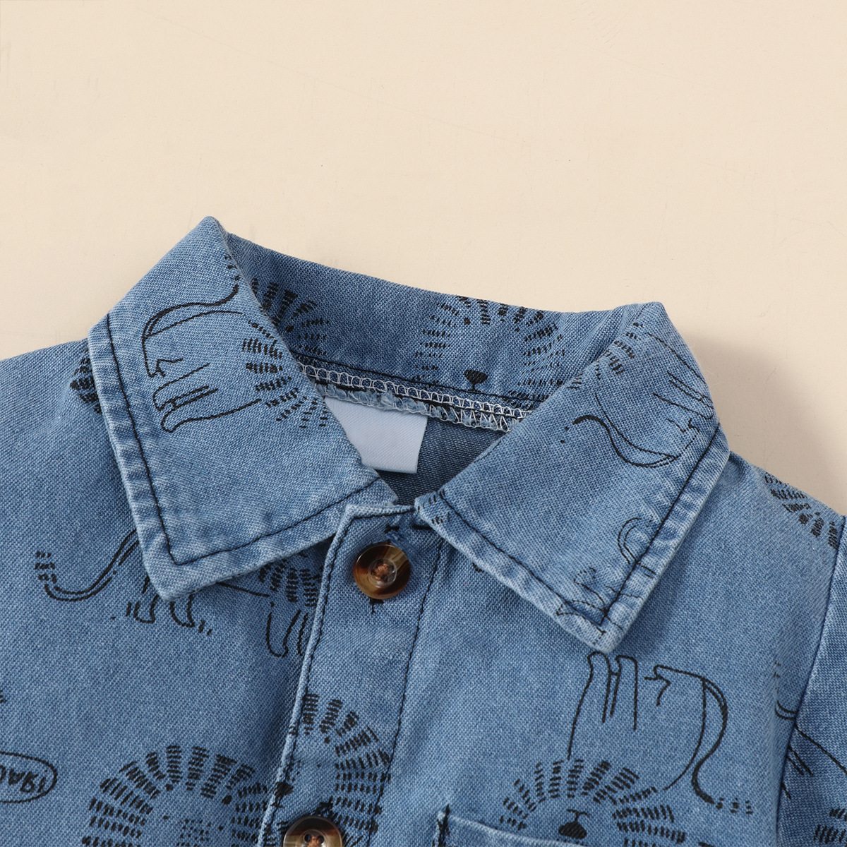2022 Summer Lion Print Newborn Boys Girls Cowboy pagliaccetto Baby Boys Girls pagliaccetti a maniche corte Jeans tute abbigliamento per bambini