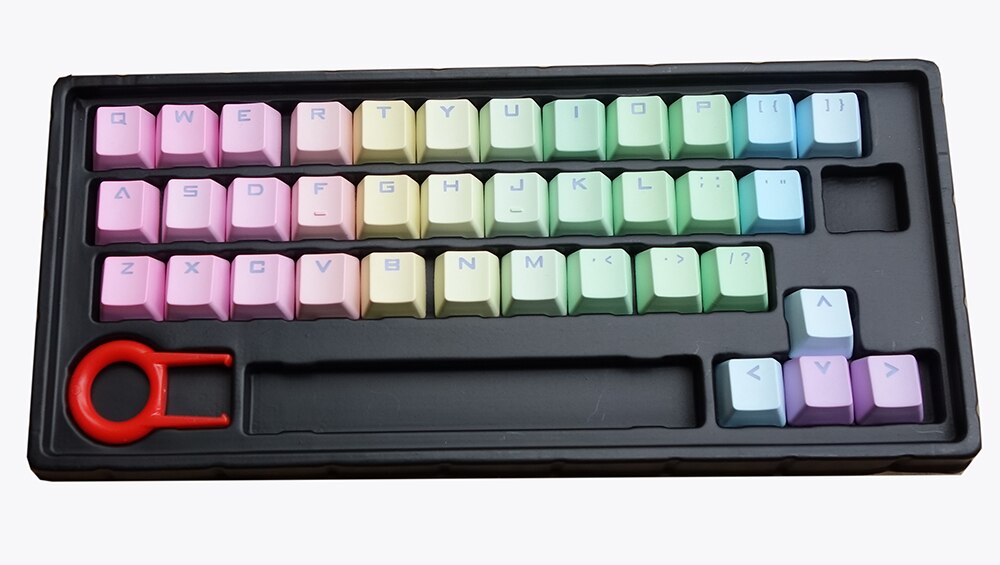 YMDK Set 37 Tasti DSA Per Tastiera Meccanica, PBT 1.4mm, Top Print Arancione, Compatibile Cherry MX, Senza Tasti F E J Rilievo