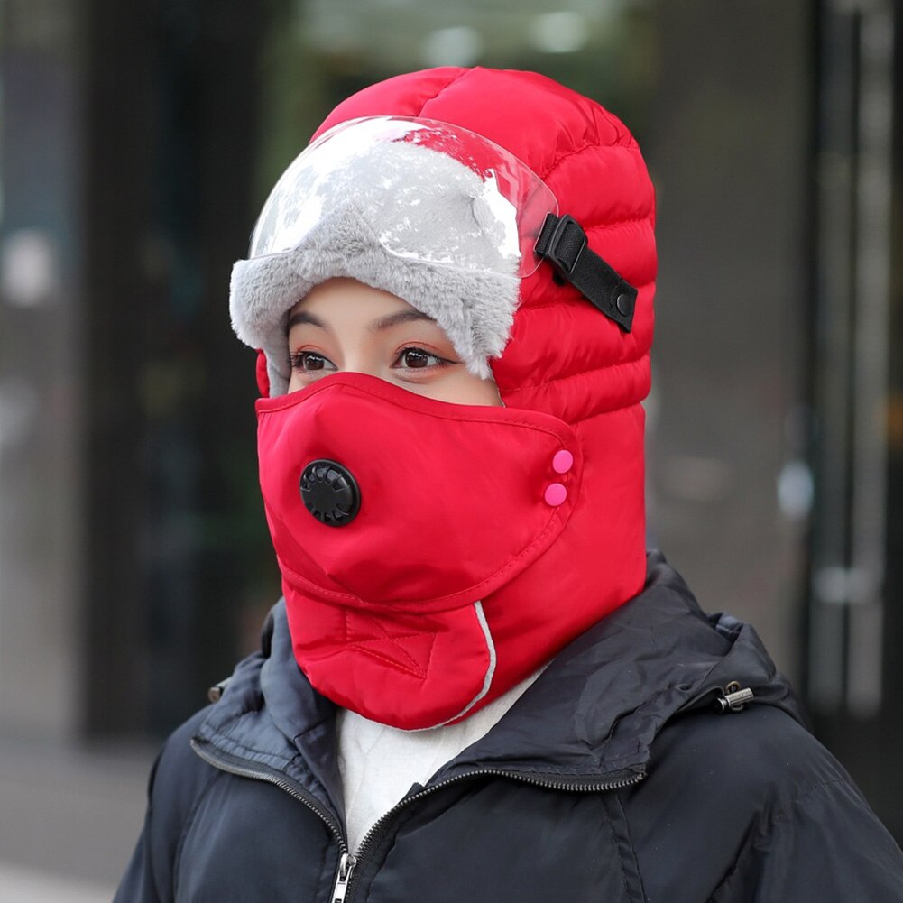 With Glasses Warm Winter Camping Hiking Earflap Protective Thickened Outdoor Snow Caps Full Face Riding Windproof Bomber Hat Ski