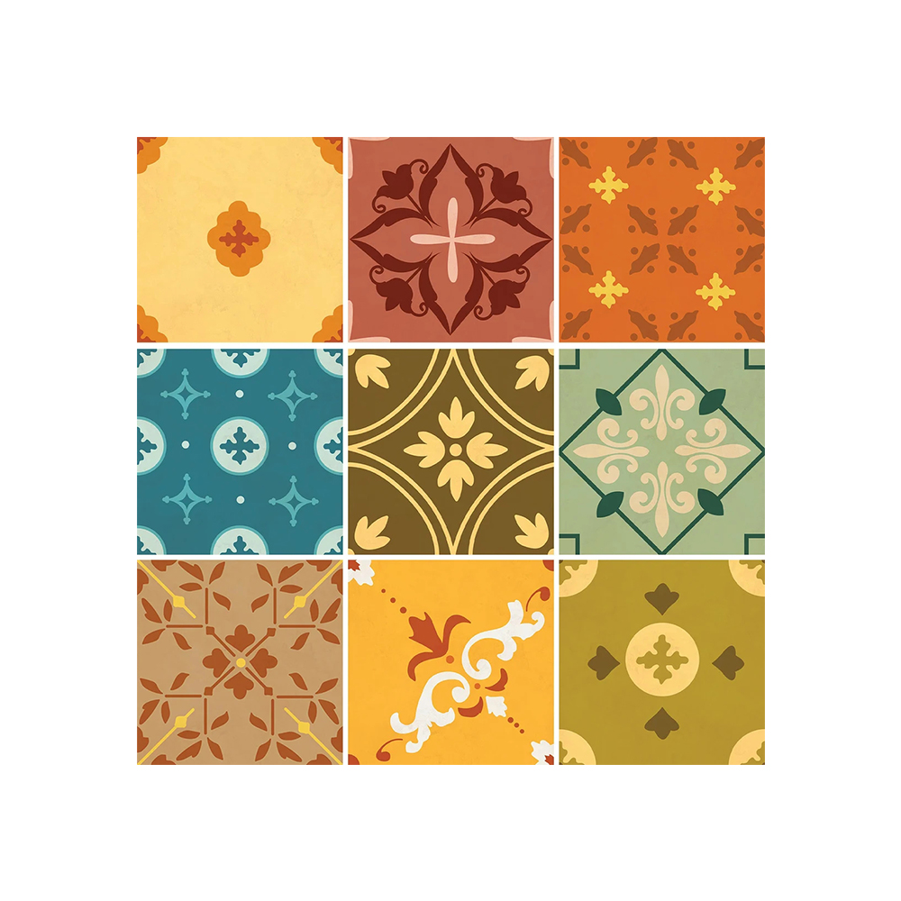Floor Sticker Kitchen OilProof SelfAdhesive Bathroom Wall Tiles Renovation PVC Stickers Spanish Mediterranean Vinyl Sticker: FS2071-2 / 15cmx15cmx10pcs