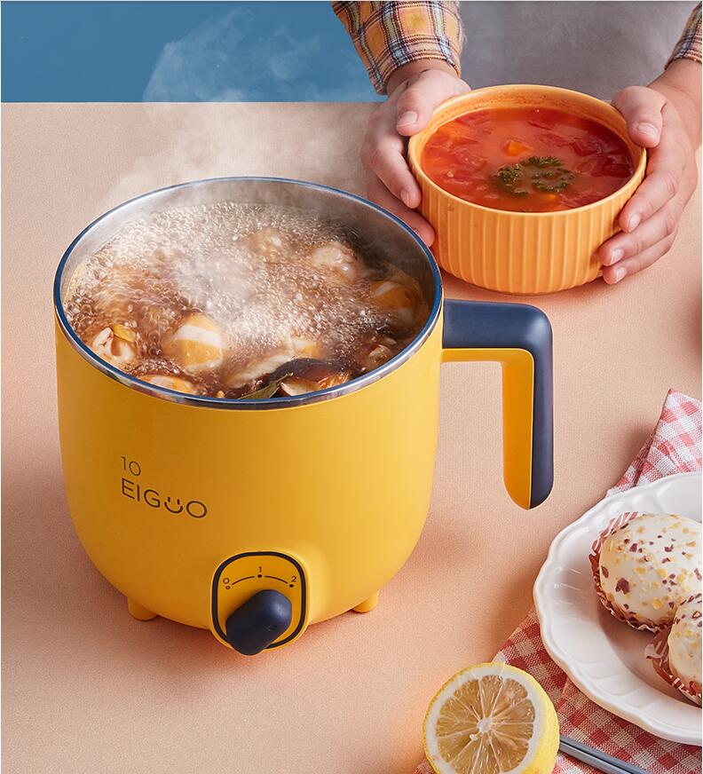 220V 1.2L Electric Mini Rice Cooker Stainless Steel Inner Multifunctional 2 Layers Pot Steaming Cooking Machine